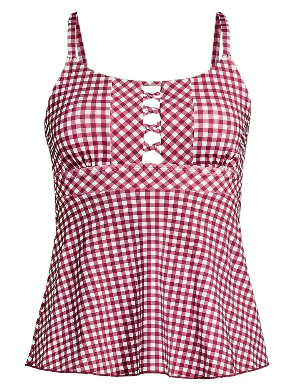 NWT Lands End Gingham Cutout Tank Top in Burgundy size 18W
